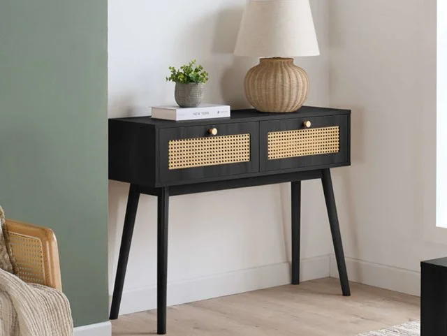 Birlea Birlea Croxley Rattan and Black Console table