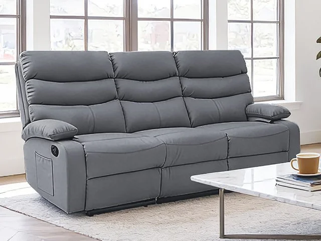 Kidsaw Kidsaw Berkshire Grey 3 Seater Recliner Sofa