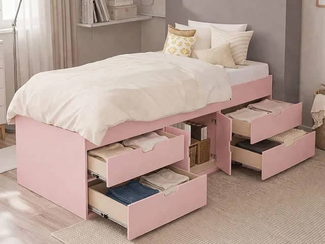 Kidsaw Kidsaw Captains Pink Cabin Bed Frame