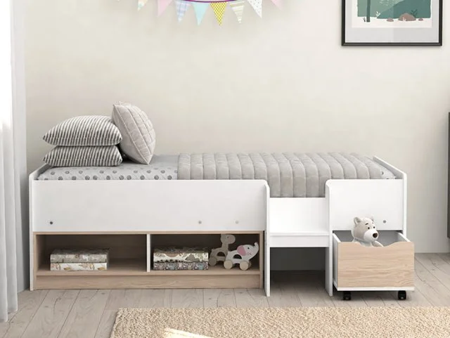 Kidsaw Kidsaw Galley White and Oak Cabin Bed Frame