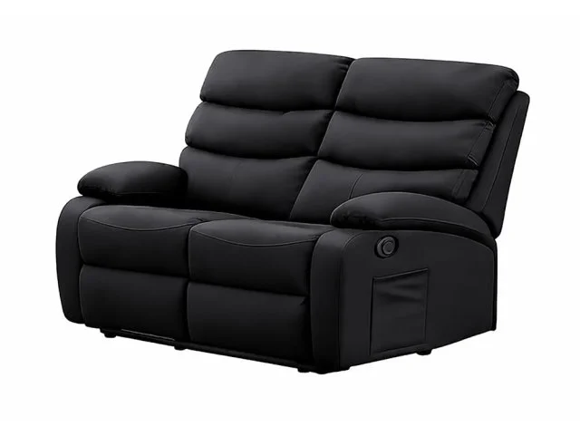 Kidsaw Kidsaw Sussex Black Faux Leather 2 Seater Recliner Sofa