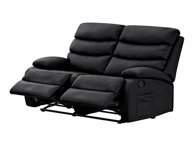 Kidsaw Kidsaw Sussex Black Faux Leather 2 Seater Recliner Sofa