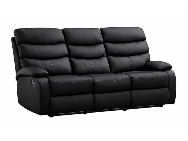 Kidsaw Kidsaw Sussex Black Faux Leather 3 Seater Recliner Sofa
