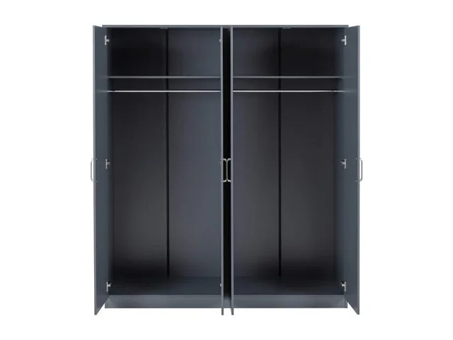 Seconique Seconique Dakota Dark Grey 4 Door Wardrobe