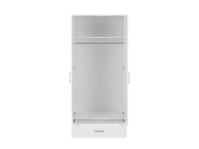 Seconique Seconique Dakota White 2 Door 1 Drawer Mirrored Wardrobe