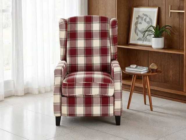 Seconique Seconique Kensington Red Tartan Fabric Recliner Chair