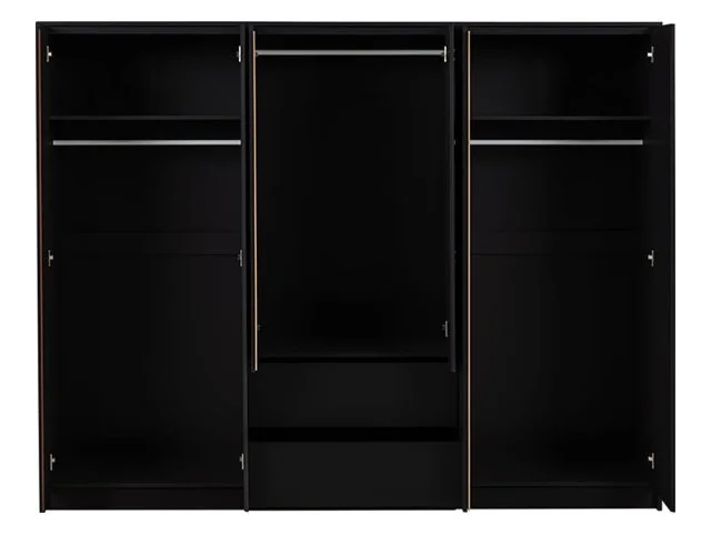 Seconique Seconique Malvern Black 6 Door 2 Drawer Wardrobe