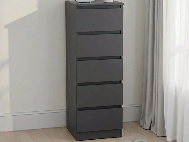 Seconique Seconique Malvern Grey 5 Drawer Narrow Chest of Drawers