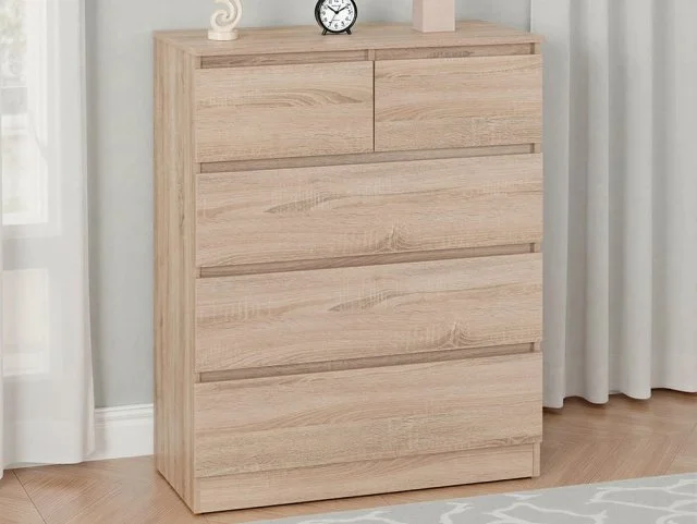 Seconique Seconique Malvern Sonoma Oak 3+2 Drawer Chest of Drawers