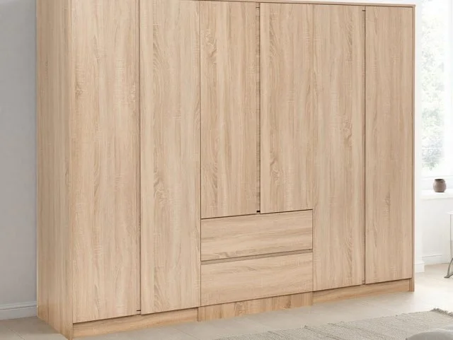Seconique Seconique Malvern Sonoma Oak 6 Door 2 Drawer Wardrobe