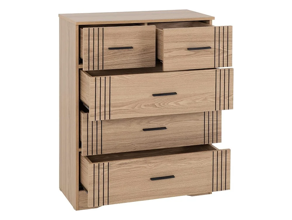 Seconique Seconique Tessa Natural Oak 3+2 Drawer Chest of Drawers