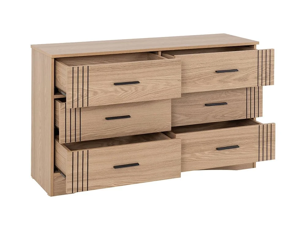 Seconique Seconique Tessa Natural Oak 3+3 Drawer Chest of Drawers