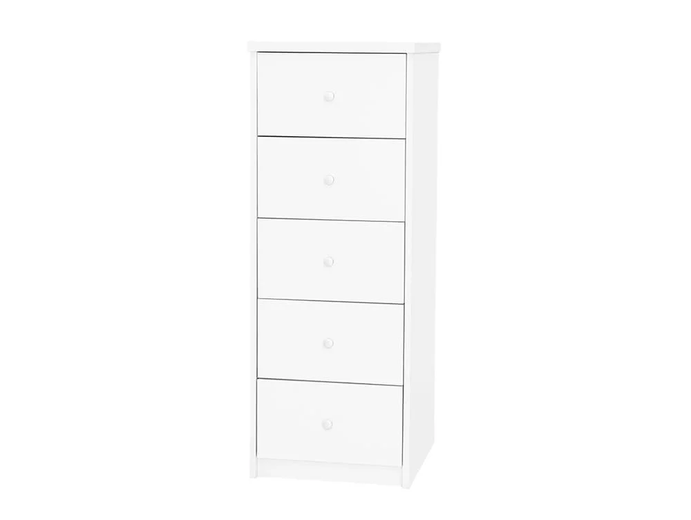 Core Core Erin White 5 Drawer Narrow Chest of Drawers