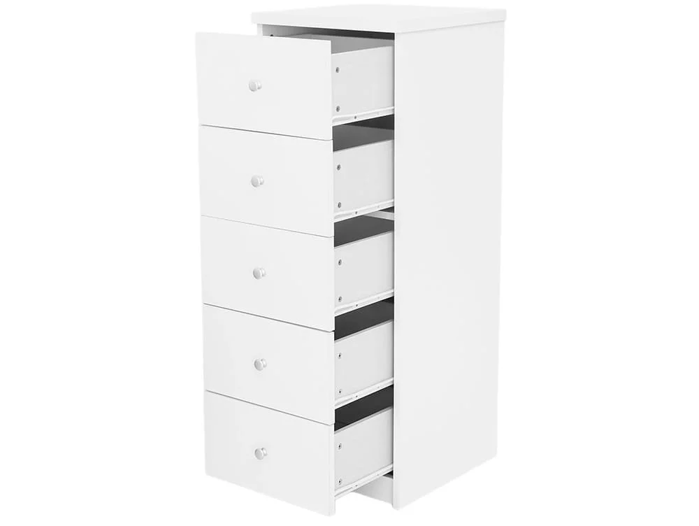 Core Core Erin White 5 Drawer Narrow Chest of Drawers