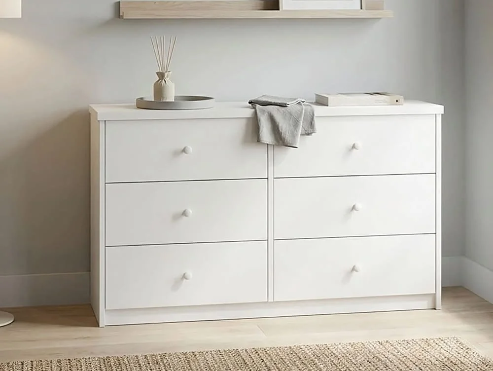 Core Core Erin White 3+3 Drawer Wide Chest of Drawers