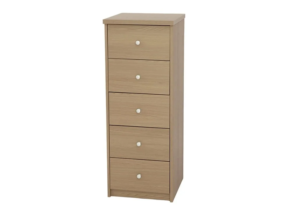 Core Core Freya Oak 5 Drawer Narrow Chest of Drawers