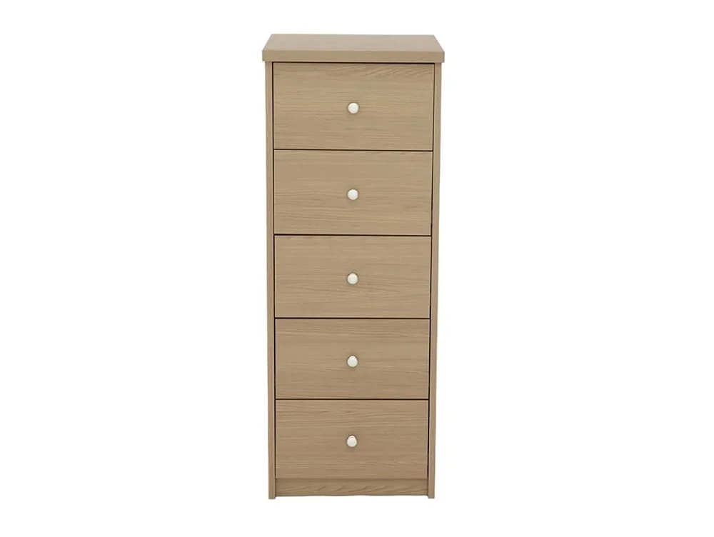 Core Core Freya Oak 5 Drawer Narrow Chest of Drawers