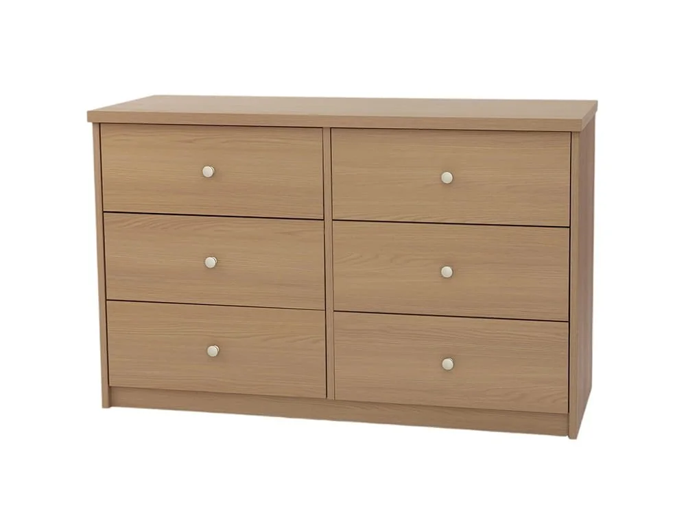Core Core Freya Oak 3+3 Drawer Wide Chest of Drawers