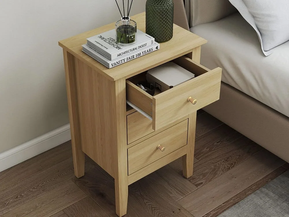 Core Core Henley Oak 3 Drawer Bedside Table