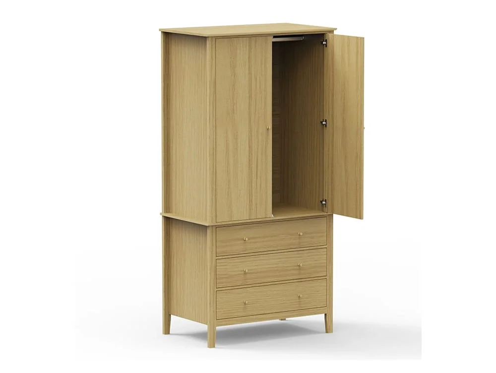 Core Core Henley Oak 2 Door 3 Drawer Wardrobe