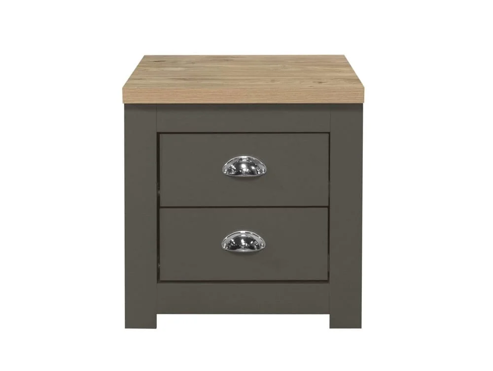 Birlea Birlea Highgate Dark Grey and Oak Effect 2 Drawer Bedside Table