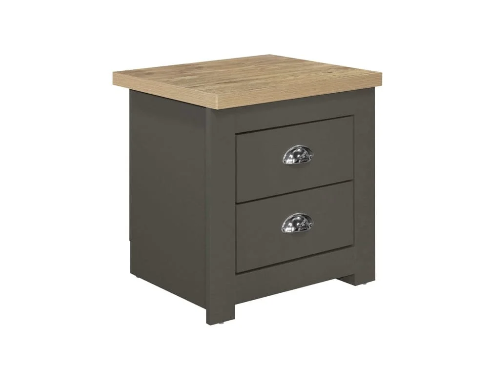 Birlea Birlea Highgate Dark Grey and Oak Effect 2 Drawer Bedside Table