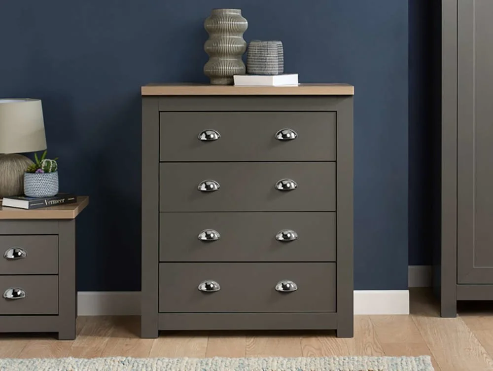 Birlea Birlea Highgate Dark Grey and Oak Effect 4 Drawer Chest