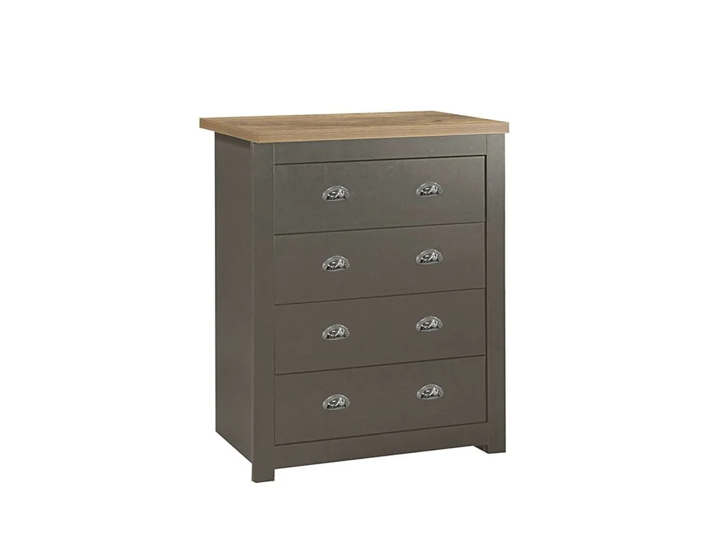 Birlea Birlea Highgate Dark Grey and Oak Effect 4 Drawer Chest