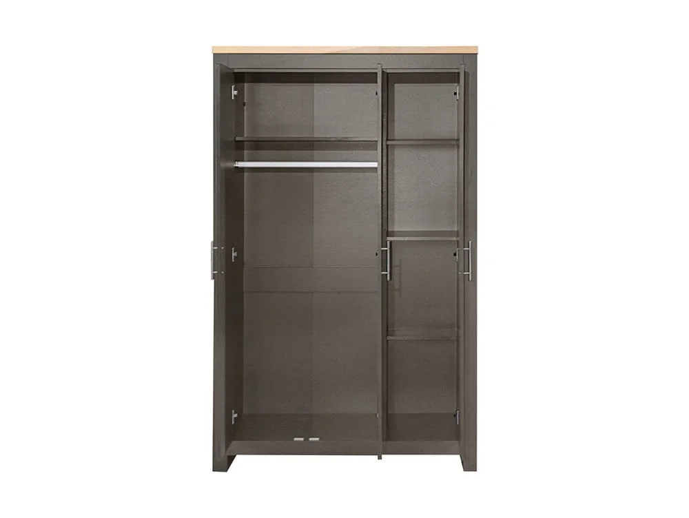 Birlea Birlea Highgate Dark Grey and Oak 3 Door Mirrored Wardrobe