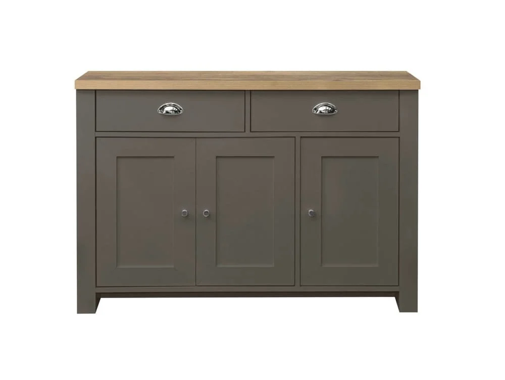 Birlea Birlea Highgate Dark Grey and Oak Effect 3 Door 2 Drawer Sideboard