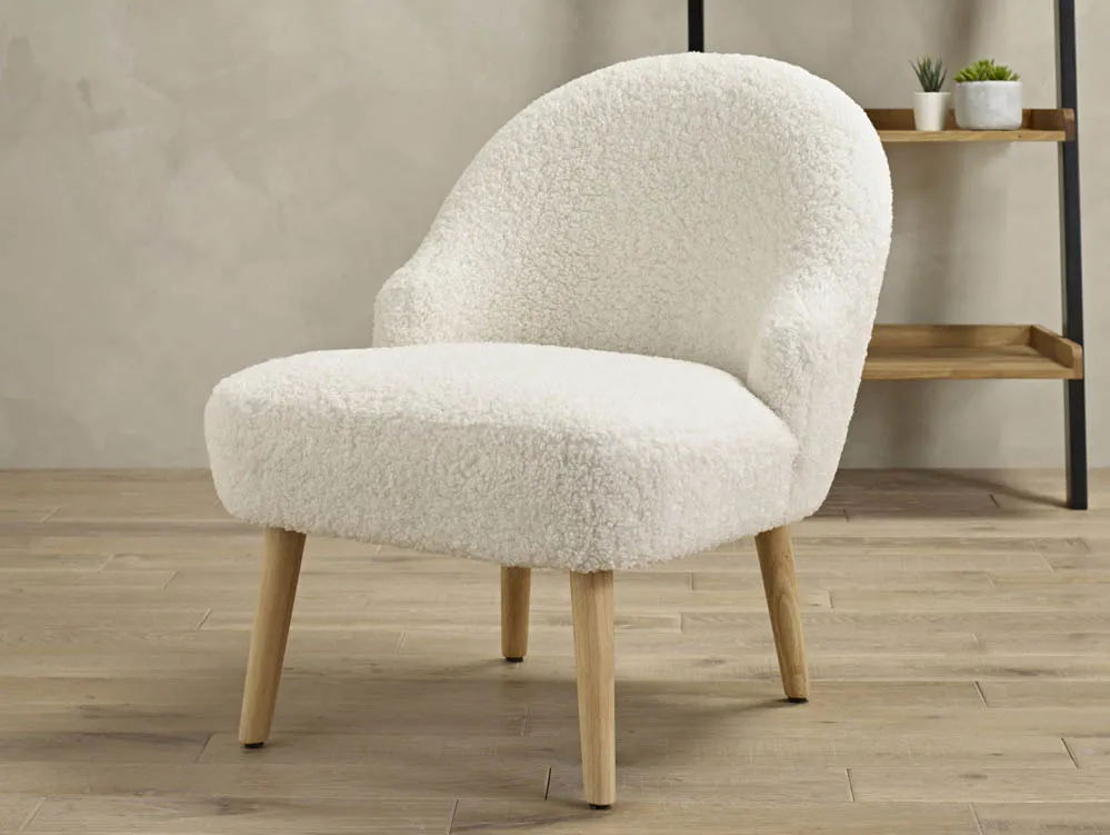 LPD Clearance - LPD Ted White Boucle Fabric Accent Chair