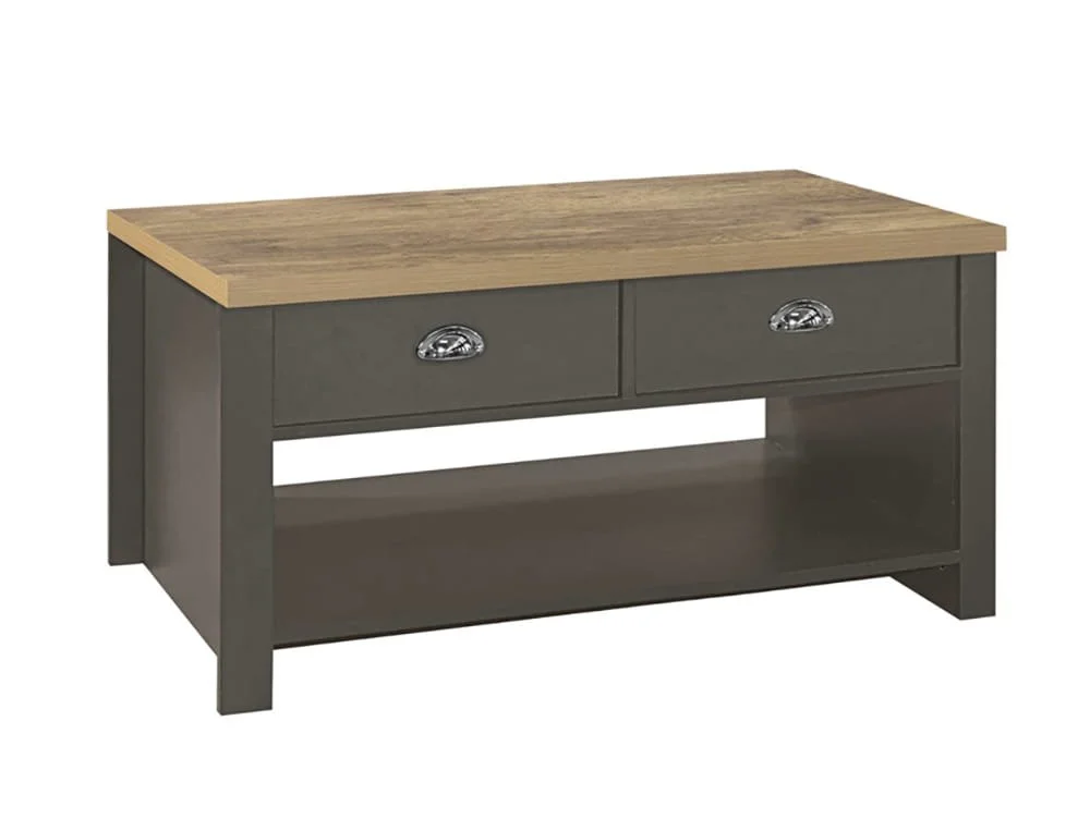 Birlea Birlea Highgate Dark Grey and Oak Effect 2 Drawer Coffee Table