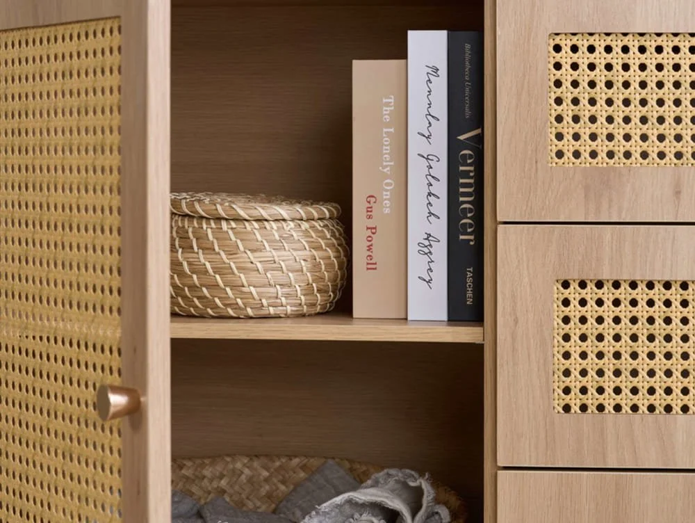 Birlea Birlea Croxley Rattan and Oak 2 Door 3 Drawer Sideboard