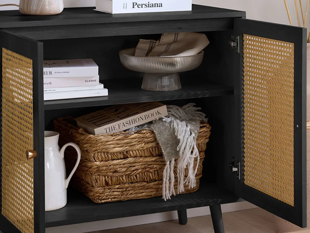 Birlea Birlea Croxley Rattan and Black 2 Door Sideboard