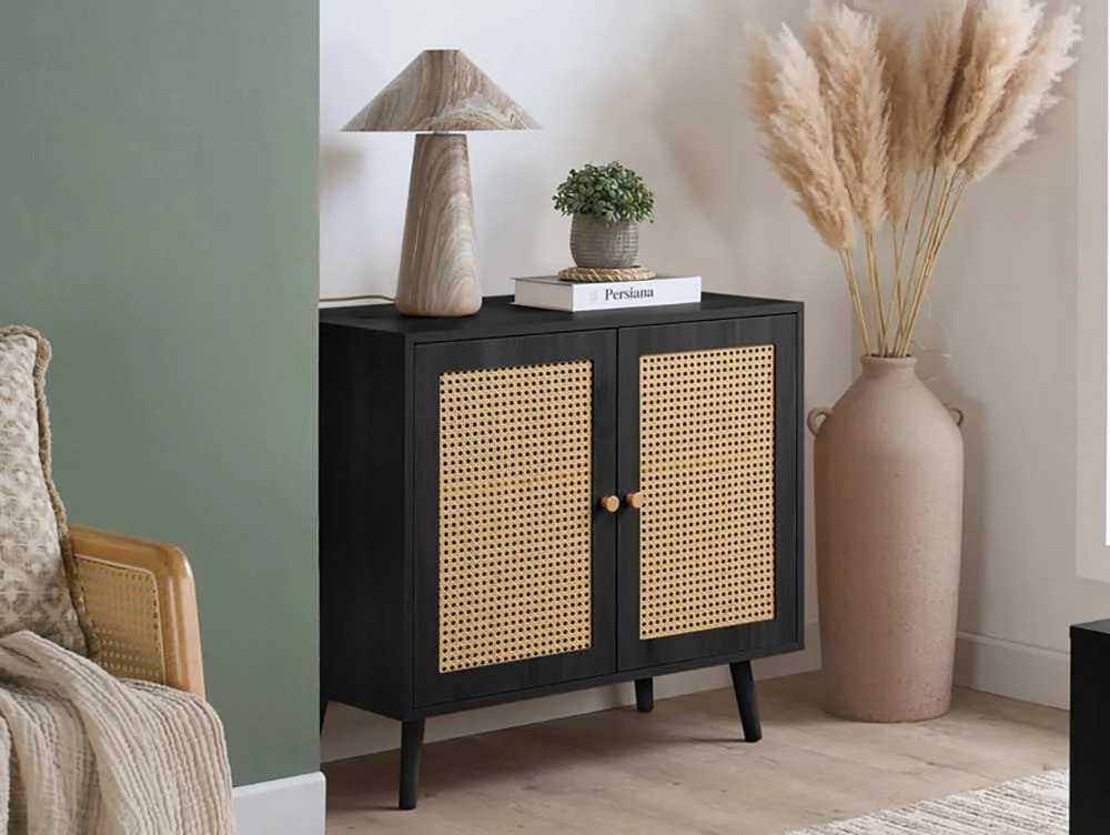 Birlea Birlea Croxley Rattan and Black 2 Door Sideboard