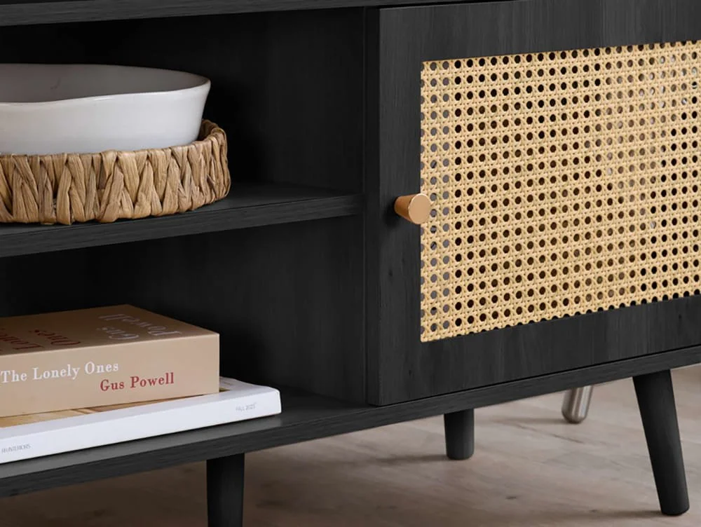Birlea Birlea Croxley Rattan and Black Large TV Unit