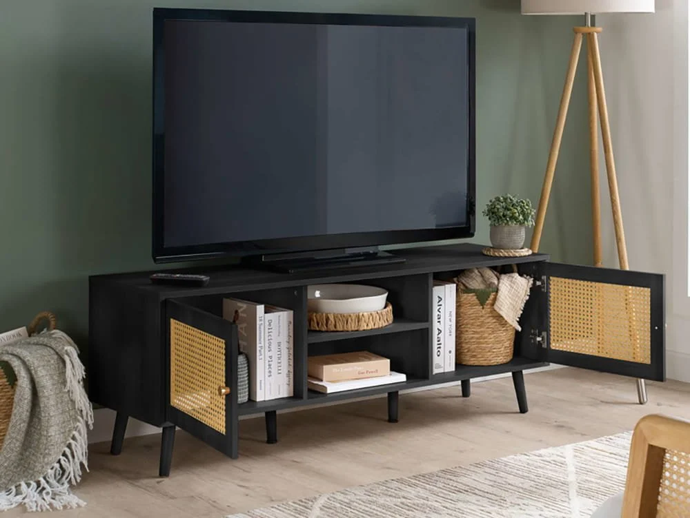 Birlea Birlea Croxley Rattan and Black Large TV Unit