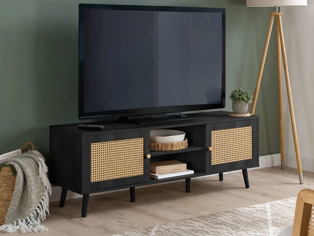 Birlea Birlea Croxley Rattan and Black Large TV Unit