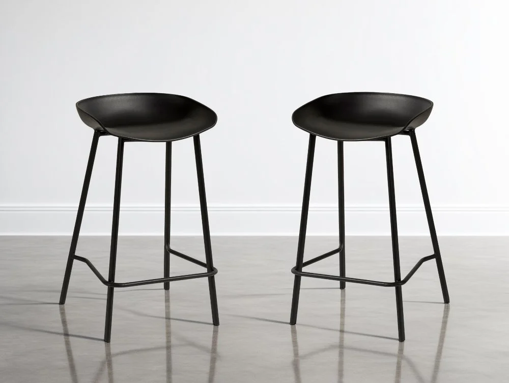Julian Bowen Clearance - Julian Bowen Renzo Set of 2 Black Bar Stools
