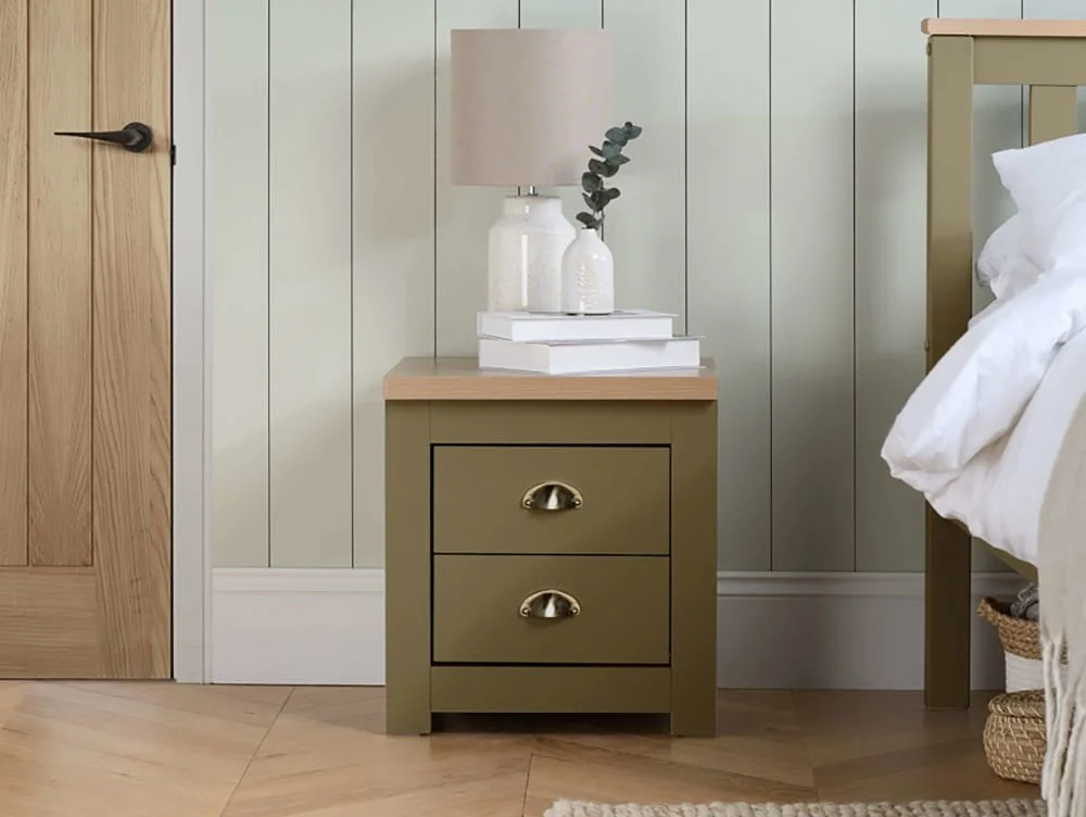 Birlea Birlea Highgate Olive and Oak Effect 2 Drawer Bedside Table