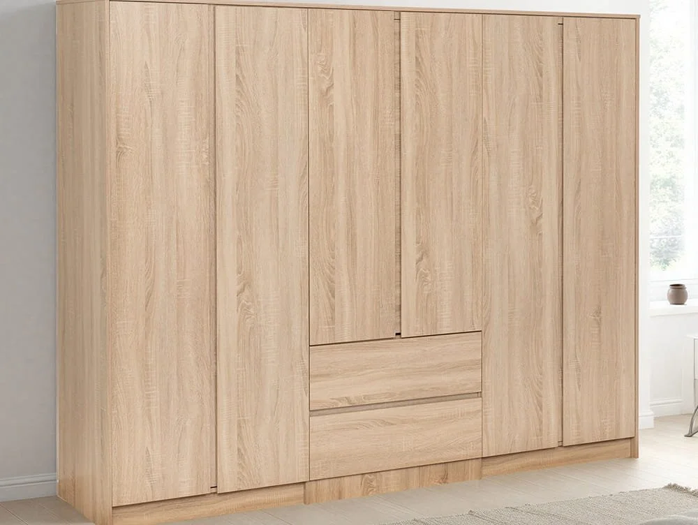 Seconique Seconique Malvern Sonoma Oak 6 Door 2 Drawer Wardrobe