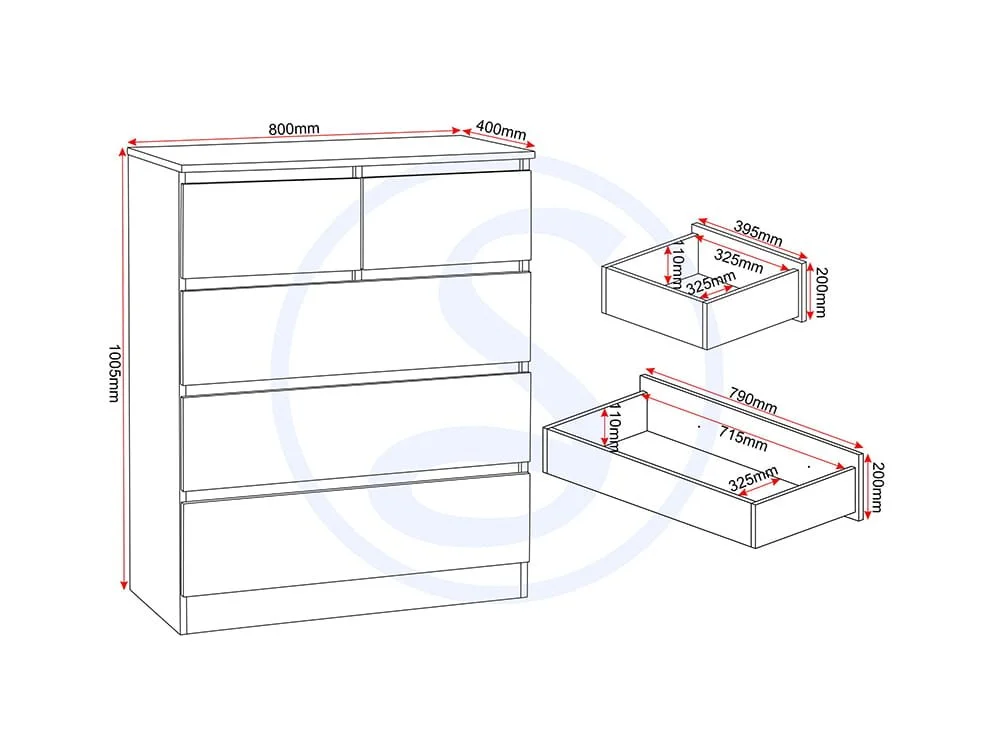 Seconique Seconique Malvern Sonoma Oak 3+2 Drawer Chest of Drawers