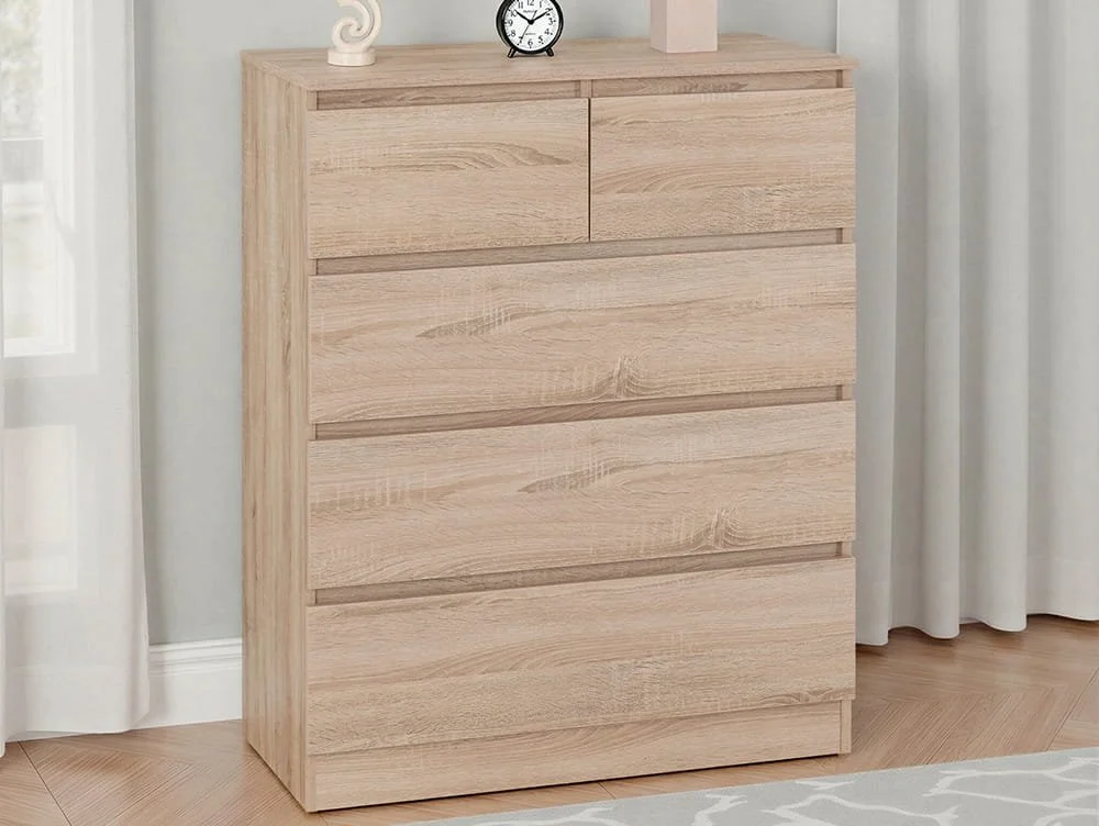 Seconique Seconique Malvern Sonoma Oak 3+2 Drawer Chest of Drawers