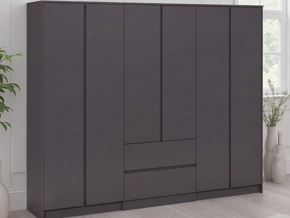 Seconique Seconique Malvern Grey 6 Door 2 Drawer Wardrobe