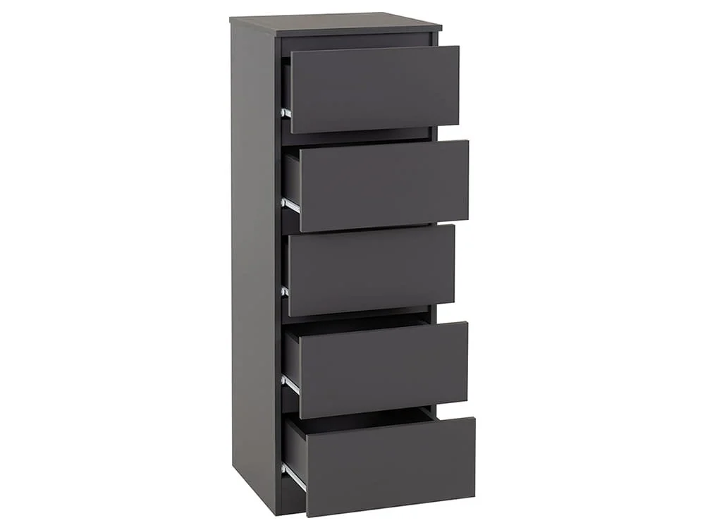Seconique Seconique Malvern Grey 5 Drawer Narrow Chest of Drawers