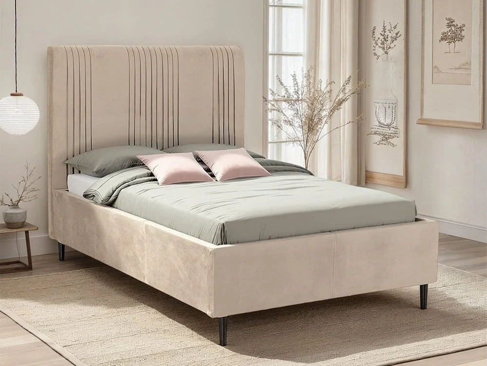 Seconique Seconique Maine Taupe Velvet Bed Frame