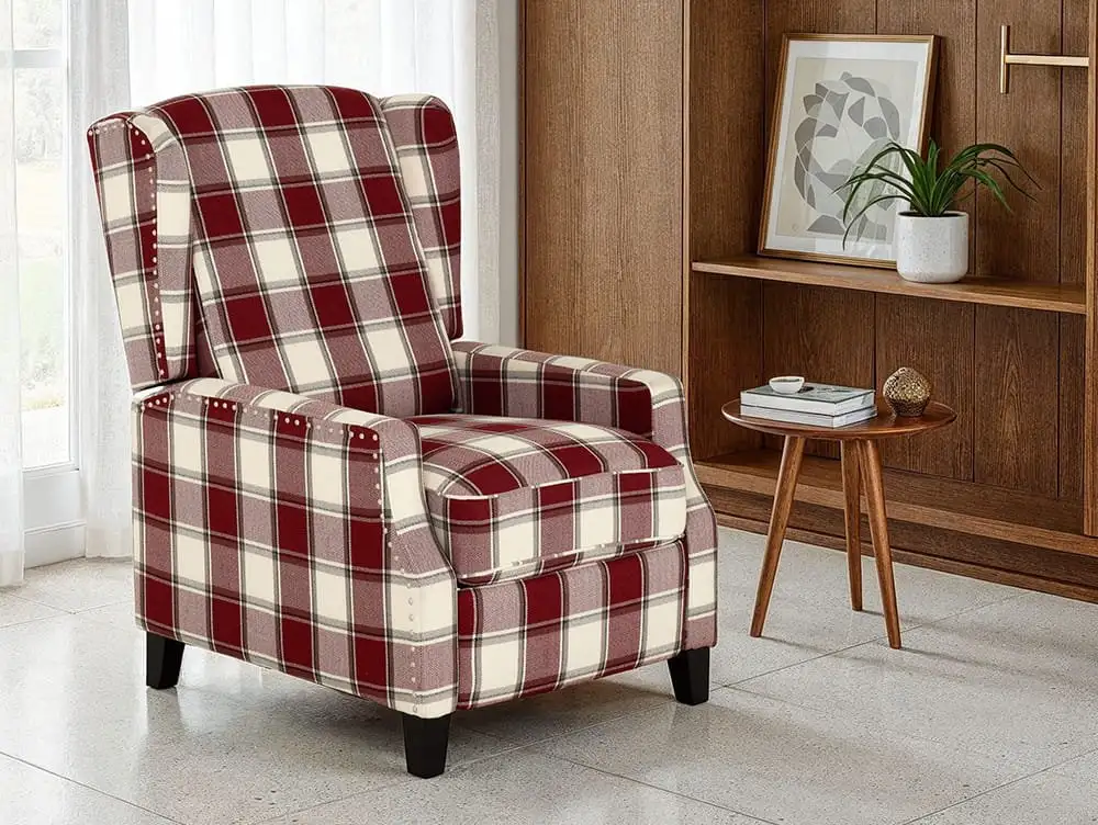 Seconique Seconique Kensington Red Tartan Fabric Recliner Chair