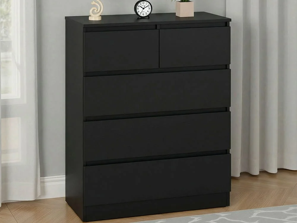 Seconique Seconique Malvern Black 3+2 Drawer Chest of Drawers