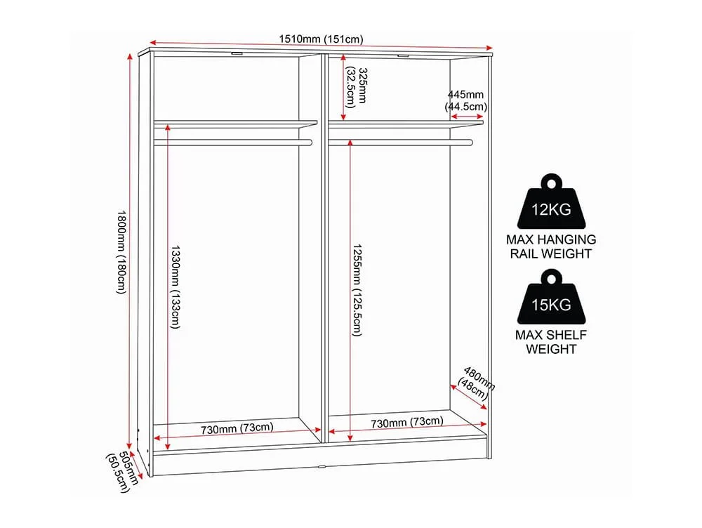 Seconique Seconique Malvern Black 4 Door Wardrobe