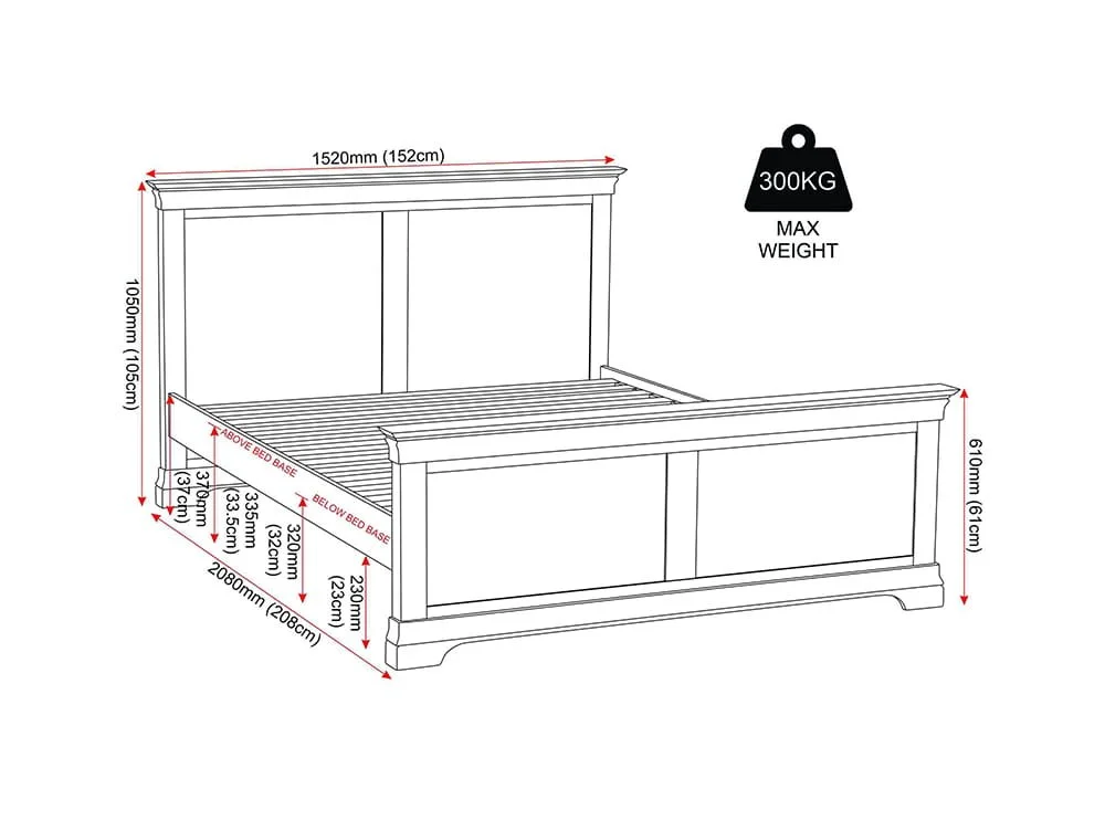 Seconique Seconique Bordeaux Ivory Wooden Bed Frame (High Footend)
